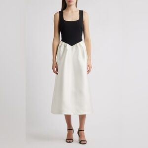 Julia Jordan Mix Media Scuba & Crepe Midi Dress